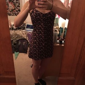 Floral button-up dress with spaghetti straps